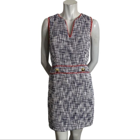 Sail to Sable Dresses & Skirts - Sail to Sable Black White Cotton Blend Tweedlike Dress with Red Piping Size 8